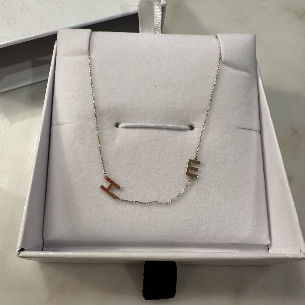 14k yellow gold initial necklace 16 inches. Like new